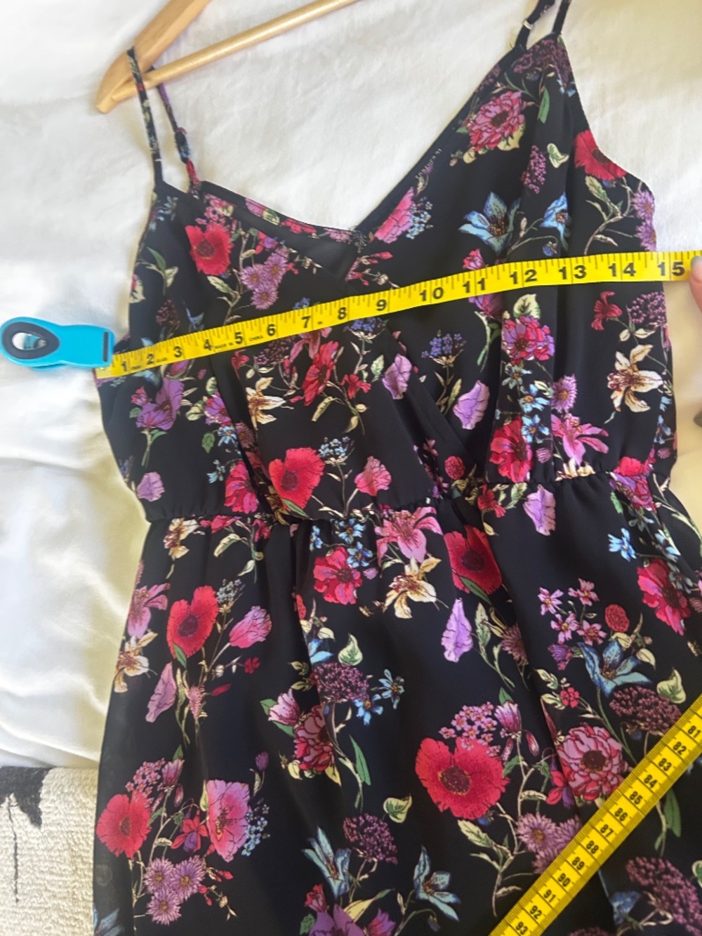 floral chiffon fit & flare mini dress black size m - Picture 6 of 9